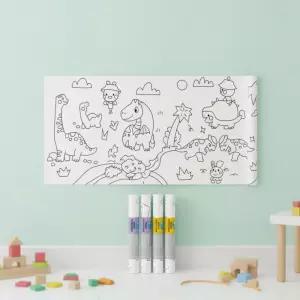 리틀호안미로 벽에붙이는 색칠놀이 4종세트 공룡 동물 컬러링 롤페이퍼 밑그림 색칠 미술놀이