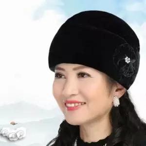 겨울방한모자 할머니 겨울 방한모 노인 벨벳 기모 보온 비니 외출 모자