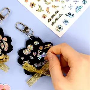 검정 아크릴 전통 자개스티커 꽃 카네이션 키링 만들기 5인 교육교구 자기주도