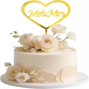 소박한 디자인의 케이크 토퍼 결혼식 약혼식 기념일 및 신부 샤워를 위한 아크릴 신랑 토퍼(황금)