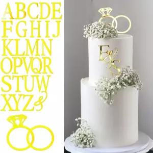 웨딩 케이크 토퍼 다이아몬드 링 26글자 신랑 신부 맞춤 이니셜 사인
