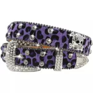 에버블링 라인스톤 해골 벨트 남성 레오파드 펑크 스터드 웨스턴 카우걸 BB Y2K