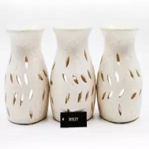 엘레강스 세라믹 오일 워머 3종 세트 나뭇잎 패턴 스펙클 디자인 티라이트 캔들 전용 아로마테라피 홈 데코