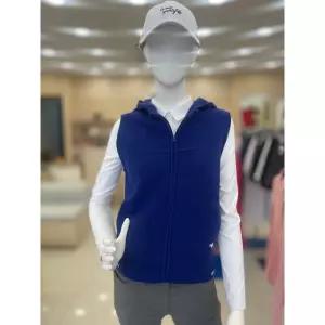 르꼬끄골프 여성 울혼방 스웨터 후드 베스트 풀집업 GP322LKV91 DBLU 448060