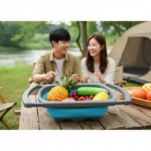 (색상 접이식개수대)캠핑용 접이식 싱크대 차박 이동식 세면대 야외 간이 개수대 세트