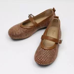 [옷자락]여성 일상용 펀칭 메리제인 스트랩 플랫슈즈_P420042822