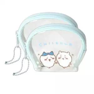 ( )먼작귀 투명 반원 파우치 2P 지퍼 소품 수납 동전 소지품 보관 이어폰