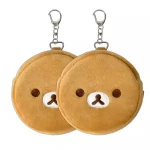 ( )리락쿠마 페이스 원형 파우치 2P 화장품 열쇠 동전 카드 지갑 열쇠 소품