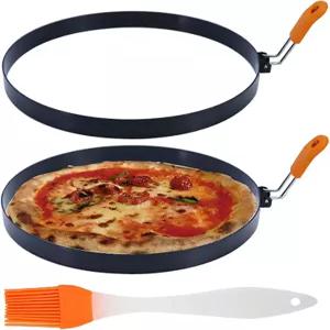 팬케이크 몰드 2팩 8인치 링 스테인리스 스틸 오믈렛 실리콘 절연 손잡이 원형 달걀 그리들 잉글리시 머핀