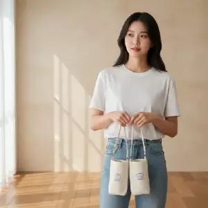 캔버스 텀블러 캐리어 휴대용 보틀 파우치 손목 가방