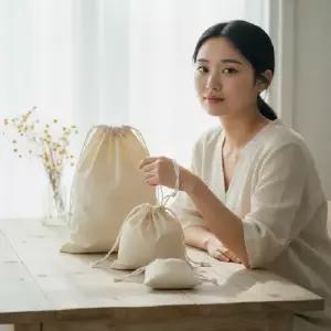 (색상 무지복조리파우치-소)여행용 복조리 파우치 손목 스트랩 미니 가방 소형 무지 버킷백