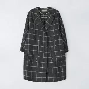 [앤클라인]체크 린넨 하프 코트 N4GM14_P359101328