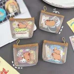 [지앤지] OA 카피바라 캐릭터 망사지갑 메쉬소재 동전지갑 이어폰지갑 버즈파우치 캐릭터가방 미니파우치