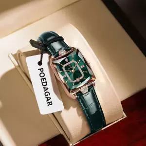 포에다가 레트로렉트클럭스 여성용 시계 방수 날짜 가죽 여성 우아한 패션 쿼츠 손목시계 레로즈 선물