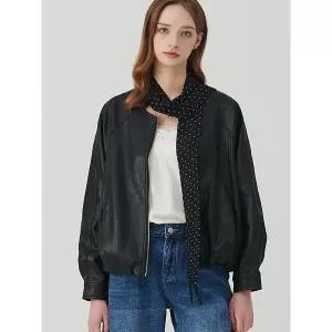 [하프클럽/마이르핀]도트스카프 옵션 프리미엄 페이크레더 점퍼