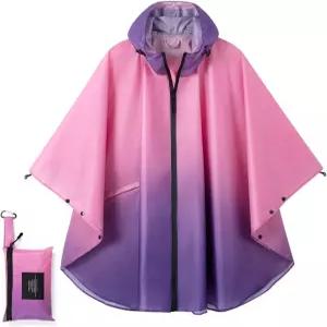 에임릭시 여성용 방수 레인 폰초 포켓이 있는 가벼운 솔리드 컬러 레인코트 등산용 패커블 후드 케이프