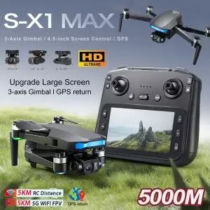 수집품 RC S-X1 MAX GPS 드론 4K 프로페셔널 HD EIS 카메라 3축 짐벌 항공 브러시리스 4.5인치 스크린 5G W