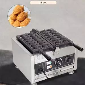 전기 타이야끼 메이커 14개 미니 물고기 모양 와플 베이커 논스틱 코팅 팬 상업용 스낵 장비