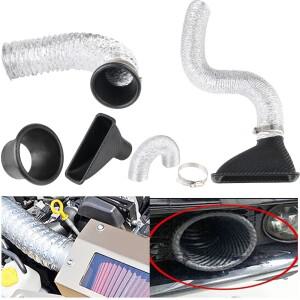 터보 에어 인렛 투예르 자동차 전면 범퍼 인테이크 시스템 범용 원형/사각 노즐 벤트 튜브 키트 퍼널 파이