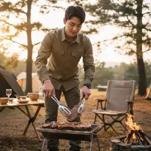 (색상 가위형집게)스텐 캠핑용 바비큐 가위집게 25x7.6x4.5cm 고기 뒤집개 조리도구