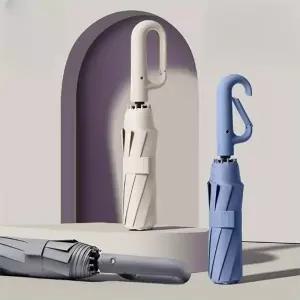 [CU] 카라비너 3단 자동우산 10K 버클형 손잡이 자외선차단 접이식 우산 대형 암막 양우산 판촉물 인쇄가능