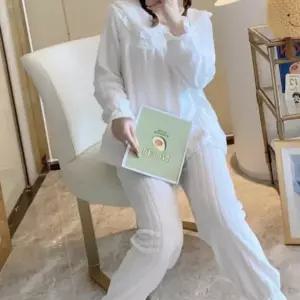 (색상 연블루)보송보송 레이스 고급수면잠옷