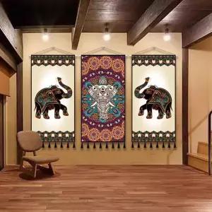 태국그림 족자 벽장식 포스터 태피스트리 제품 코끼리 일러스트 마사지샵