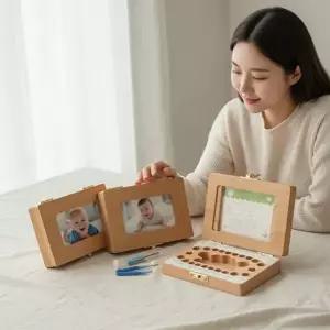 아기 유치 원목 기념 기념품 유치 보관함 선물용 상자 돌잔치 신생아 기록 탯줄 머리 출생 성장 탄생 배냇