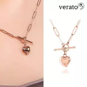 베라토 14K 통통 하트 토글바 목걸이