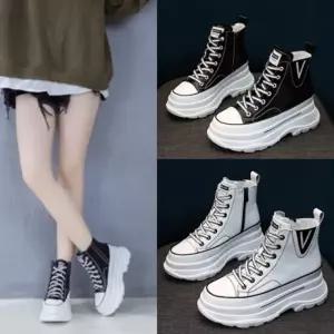 발편한 리얼소가죽 여성 키높이 7cm 하이탑 데일리 캐쥬얼  슈즈 운동화