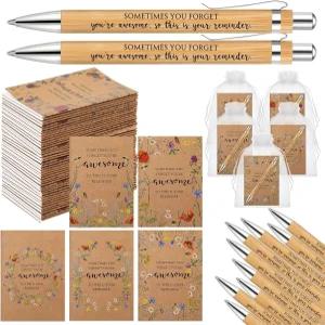 세이글로스시 10 볼펜 직원 감사의 날 사지사 교사 간호사 엄마를 위한 여성용 대량 영감 꽃 메모장 세트