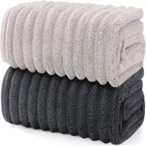 Bedvcaty 럭셔리 2피스 퀵 드라이 목욕 타월 세트 27.5X 55인치 욕실 바 수영장 헬스장 및 여행용 초연질