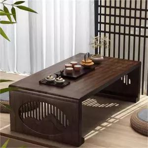 대나무 접이식 낮은 테이블 일본식 바닥 커피 거실용 작은 공간 발코니 헤비 듀티브라운 80cm