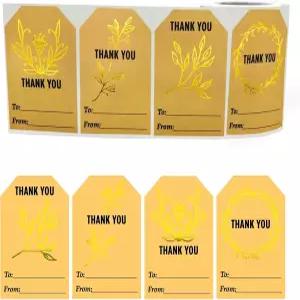 Taeeki.Gilding Kraft 종이 선물 감사 스티커 크리스마스 설날 생일 결혼식 졸업식 비즈니스 기념일 300개