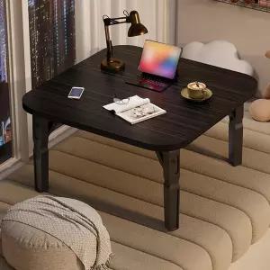 왕루이에하 스퀘어 소형 커피 테이블 접이식 조립 필요 없음 베이 창문 거실 침실 발코니 및 찻집블랙