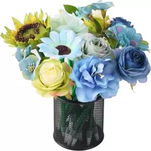 리리 플라워 펜 발렌타인데이 어머니의 날 결혼식 및 사무실을 위한 16피스 혼합 블루 로즈 볼펜 세트