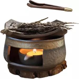 세라믹 캔들 워머 램프 아로마 디퓨저 무드등 왁스 멜트 우드 베이스 명상 요가용 홈 오피스 데코 소품