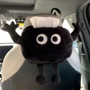 블랙 차량용 티슈 케이스 몬스터 패브릭 화장지 휴지걸이 헤드 고정