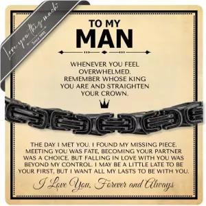 내 남자에게 왕관 선물을 바로 해줘 남자용 5mm 트위스트 스틸 브레이슬릿 8인치 + 1인치 익스텐더 그를