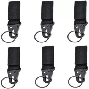 루오추파 6피스 전술 나일론 웨빙 버클 카라비너 몰 벨트 클립 키 야외 스포츠에 적합(블랙)