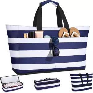 탈부착 가능한 쿨러가 있는 베와시 비치백 여성용 54L 대형 방수 모래 방지 가족 여행용 토트백 헬스장