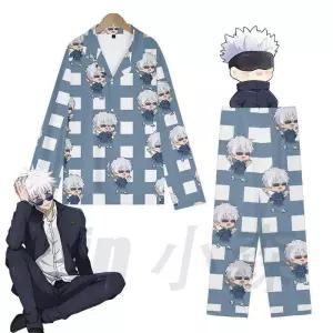 주술회전 수면잠옷 홈웨어 순면 봄 여름 어린이 캐릭터 긴팔 반팔 주니어 고죠 사토루