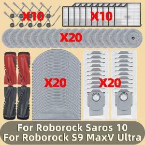 액세서리 적합 (Roborock Saros 10 / S9 MaxV Ultra) 메인 롤러 사이드 브러시 필터 Hepa Mop 패드 먼지