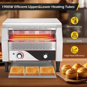 Dyna-Living 상업용 토스터 450 슬라이스/시간 레스토랑 1900W 컨베이어 회전 오븐 벨트 햄버거 빵 번