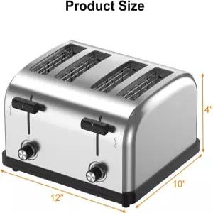 탄신 1800W 상업용 등급 4-슬라이스 팝업 토스터 - 베이글 브레드 잉글리시 머핀 와플(상업용 및 가정용)을