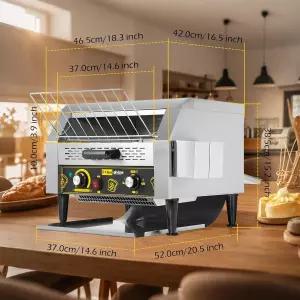 다이나 리빙 상업용 레스토랑 토스터기 450조각/H 컨베이어 오븐 1900W 회전 번빵용 스테인리스 스틸 벨트