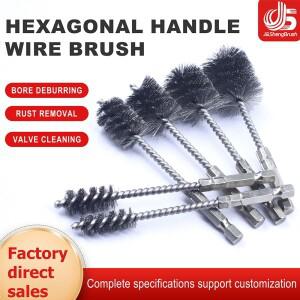 스테인리스 스틸 와이어 파이프라인 브러시 육각 핸들 메탈 보어 클리닝 버 녹 슬래그 제거 파워 드릴 핸드