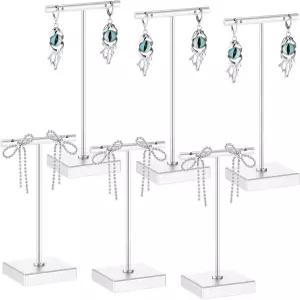 키겔리 6팩 메탈 T 바 귀걸이 디스플레이 스탠드 소매 홀더 탈착식 수납 랙 주얼리 사진 소품 정사각형