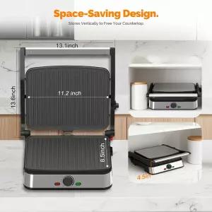 미라스톤 전기 파니니 프레스 그릴 및 샌드위치 메이커 / 8.5 x 11 논스틱 코팅 플레이트 모든 유형 또는