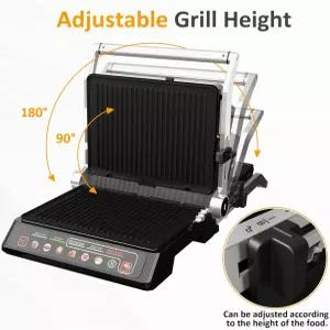 선비비 실내 그릴 그리들(프리셋 메뉴 포함) 1600W 전기 파니니 프레스 샌드위치 메이커 탈착식 논스틱